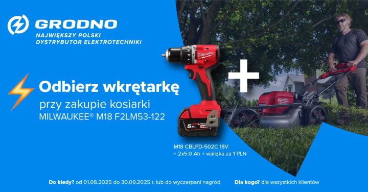 Wkrętarka Milwaukee w&nbsp;bonusie przy zakupie kosiarki!