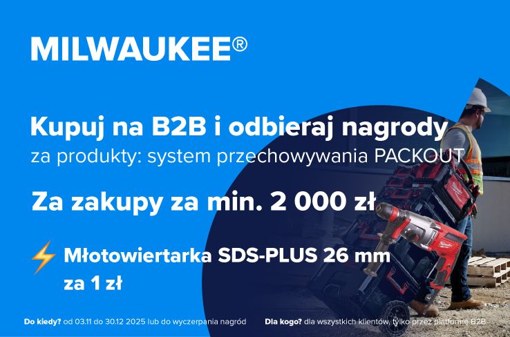 Promocja Milwaukee B2B – system przechowywania PACKOUT z nagrodą