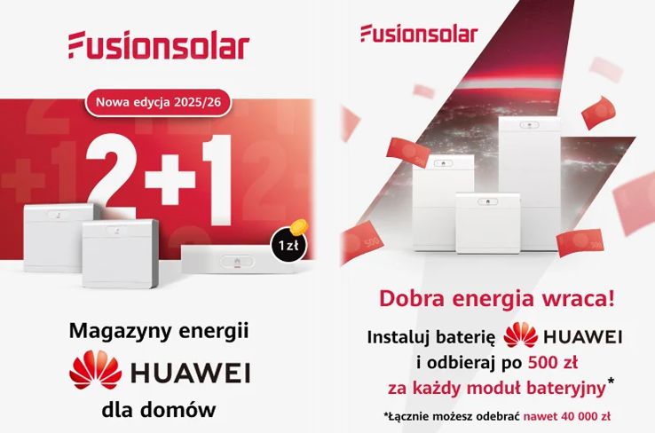 Promocja magazynów energii Huawei FusionSolar 2+1 dostępna w hurtowni fotowoltaicznej